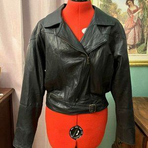 Vintage Italian Leather Moto Jacket - Size Medium